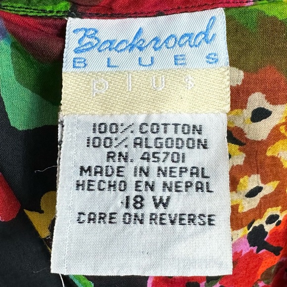 Vintage 90s Cotton Backyard Blues Floral Printed Ruffled Shoulder Sleeveless Top - Picture 6 of 7